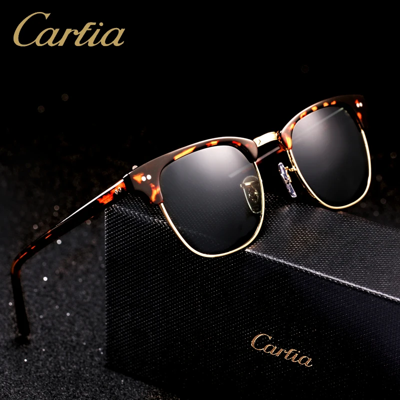 Carfia 2018 Women Men  Vintage Sunglasses Classic Retro Rivet Shades Brand Designer Rimless Sun glasses 100% UV400