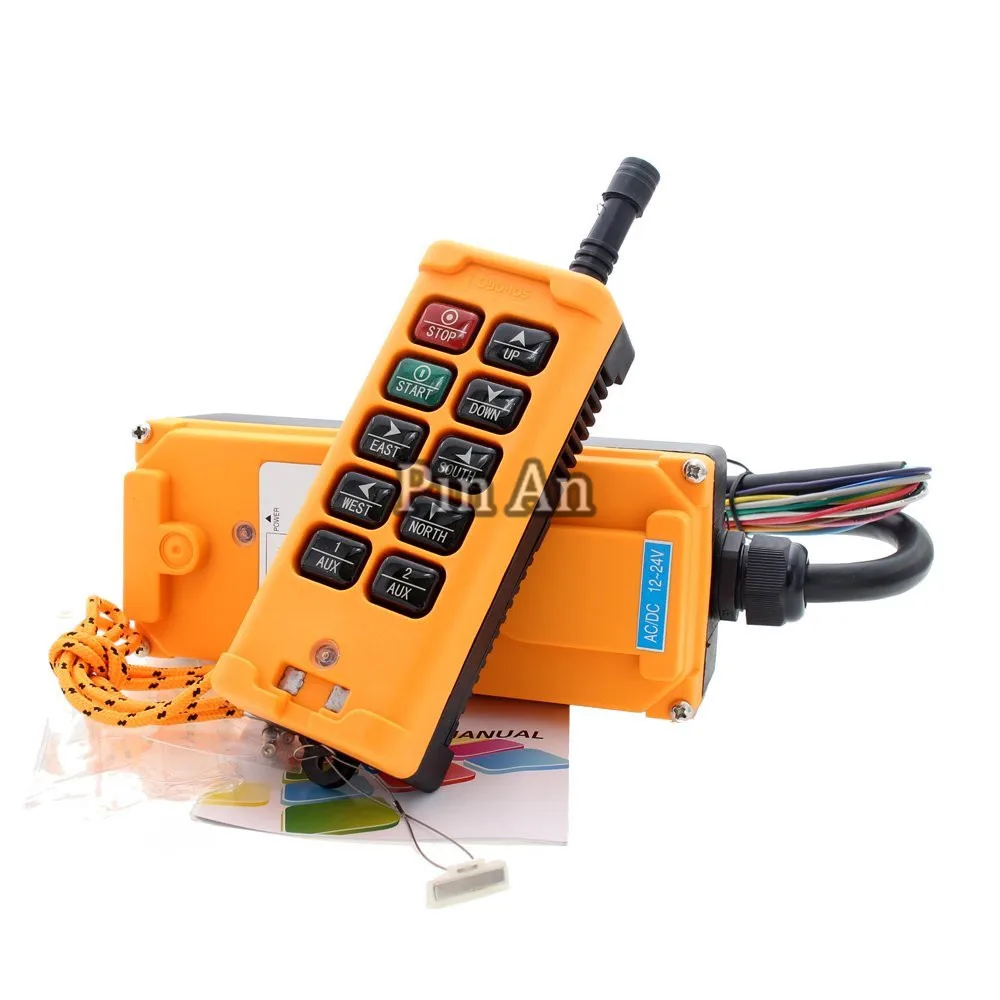 10 Key Hoist Crane Radio Wireless Remote Control Industrial Transmitter&Receiver (AC/DC12-24V)