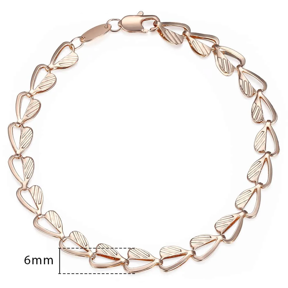 Trendsmax 585 Rose Gold Color Bracelet for Women Heart Link Chain Link Bracelet Fashion Gifts for Women Gifrls 6mm 18.5cm GB424