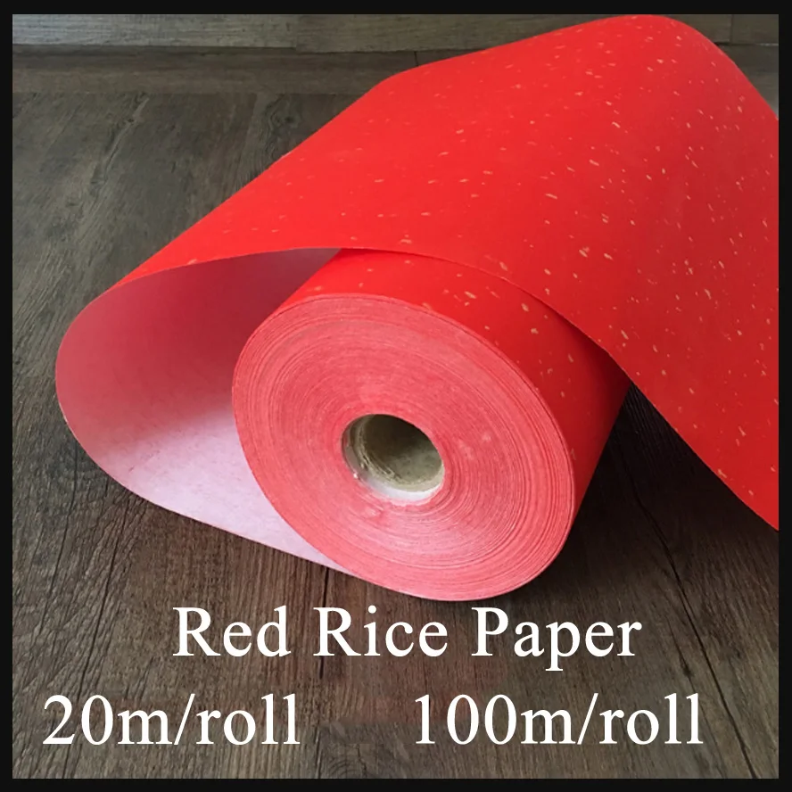 Red Raw Paper Chinese Painting Rice Paper Roll Orgin Bamboo Xuan Paper Painting Supply