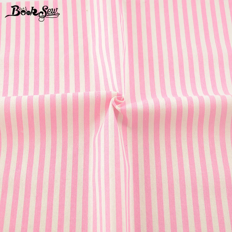 Pink Strips Design Cotton Linen Fabric  Sewing Material Tissu Tablecloth Pillow Bag Curtain Cushion Zakka Booksew Home Textile