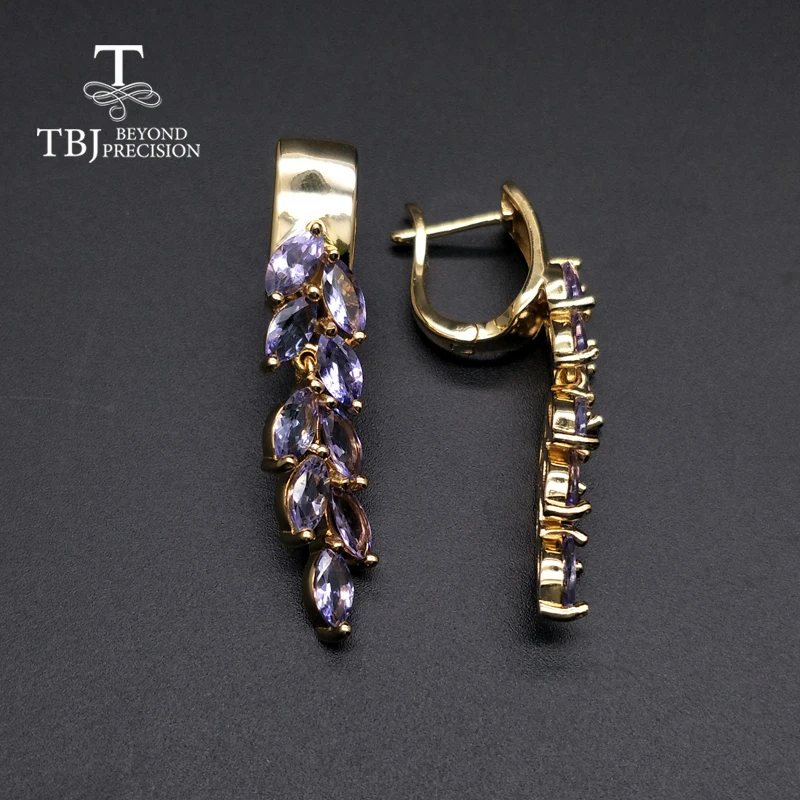 TBJ,new style 925 sterling silver natural gemstone tanzanite earring and rings jewelry set for girl Wedding nice gift with box