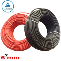 20m/roll 6mm2 Solar Cable Red or Black PV Cable Wire Copper Conductor XLPE Jacket insulation solar cable wire  TUV approved