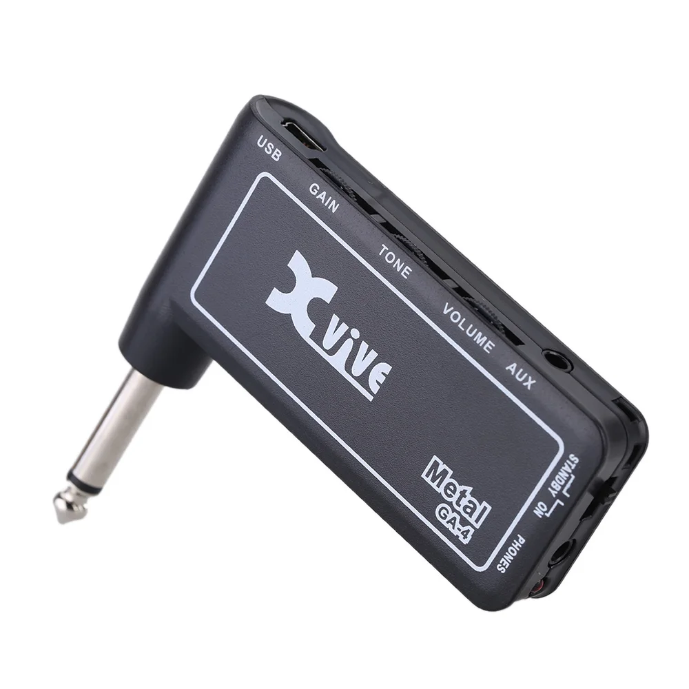 Xvive GA4 Metal Mini Portable Rechargeable Electric Guitar Plug Headphone Amp Amplifier