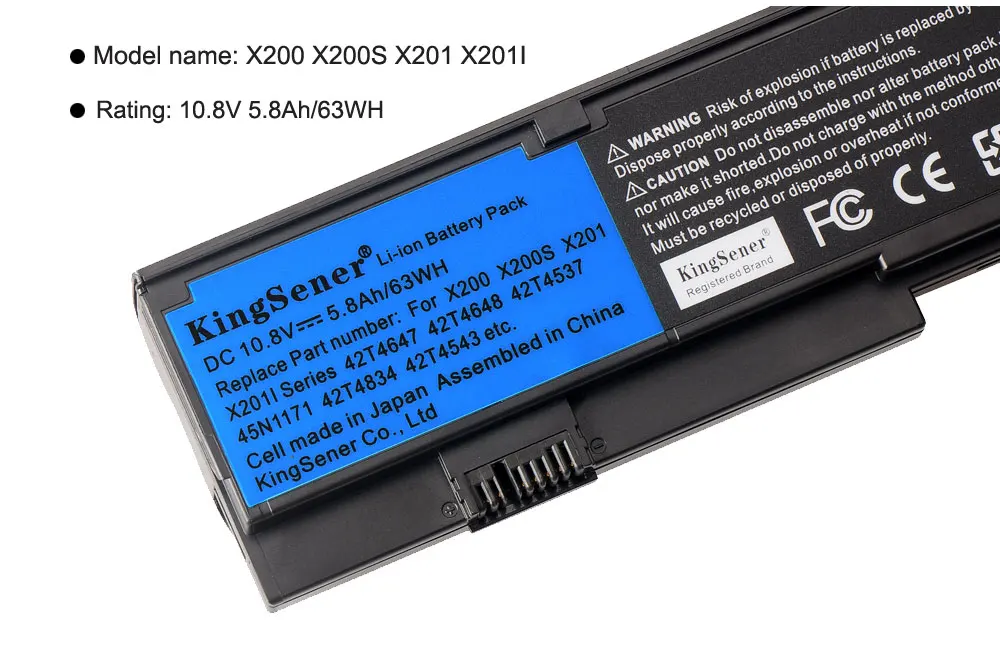 KingSener New Laptop battery For Lenovo IBM ThinkPad X200 X200S X201 X201I 42T4834 42T4535 42T4543 42T4650 42T4534 45N117