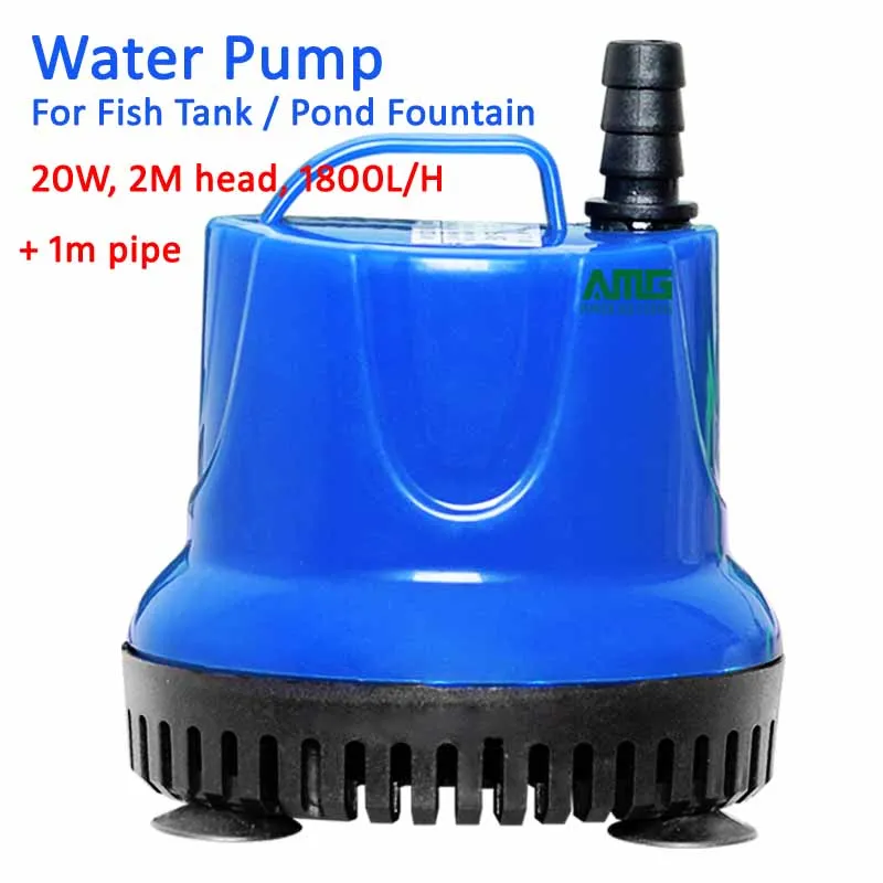 

20W Micro Submersible Aquarium Water Pump, 220V AC Inpout Waterproof Mute For Fish Tank Pond Fountain Use