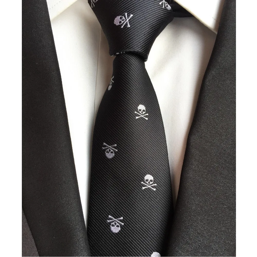 Skull Neck Tie for Men 6 colors Halloween Party Slim Ties 6cm