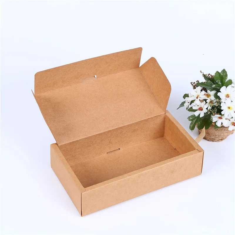 100Pcs/lot Large Kraft Paper Gift Paper Box Retail Packaging Craft Paper Box Kraft Paper Gift Tea Box 25*14*6cm