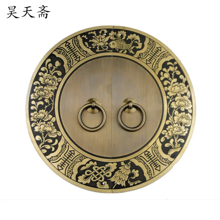 

[Haotian vegetarian] Chinese antique furniture cabinet drawer handle copper HTB-243 Blossoming paragraph 24cm