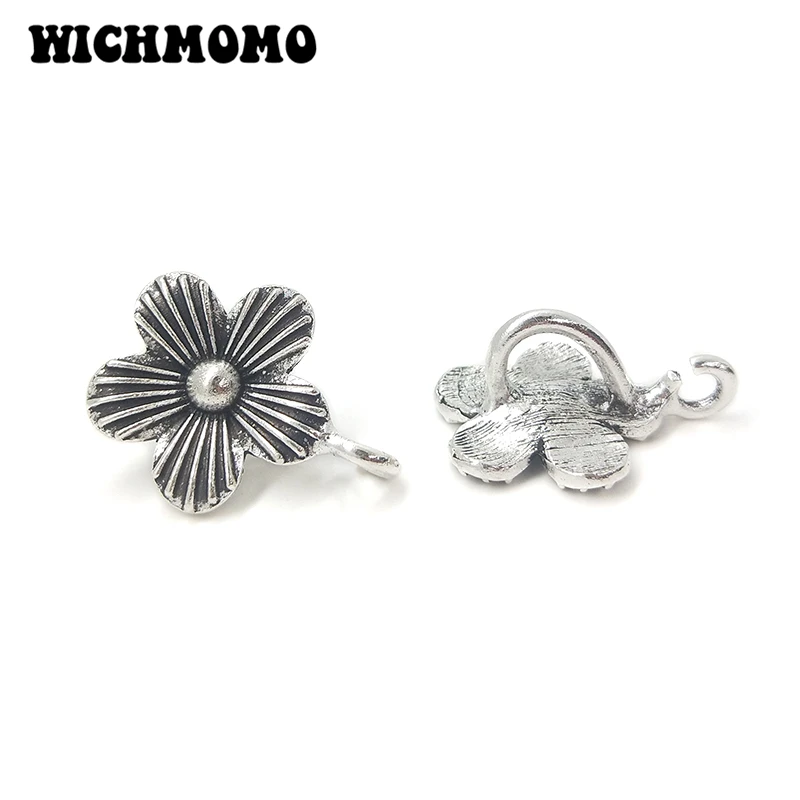 2021 New 27mm 5pieces/bag Retro Zinc Alloy Flowers Connectors Clothes Decorative Charms DIY Earring Hair Jewelry Accessories