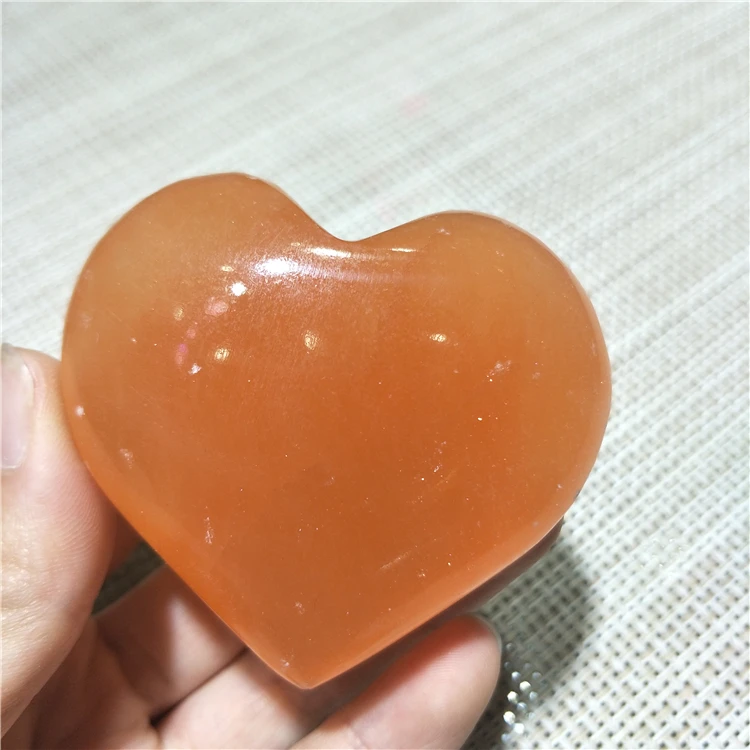 Beautiful 5-6cm large size orange selenite heart healing crystals heart