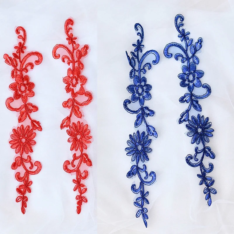 Embroidered Lace Applique, Lace Trim for Wedding Dress, Colorful DIY Accessories, 33x8cm, 10 Pcs
