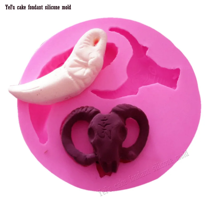 Halloween Cattle ivory cow neat ox bull Silicone Mold Fondant Sugar Craft Cake Decorating Baking Tools F0830