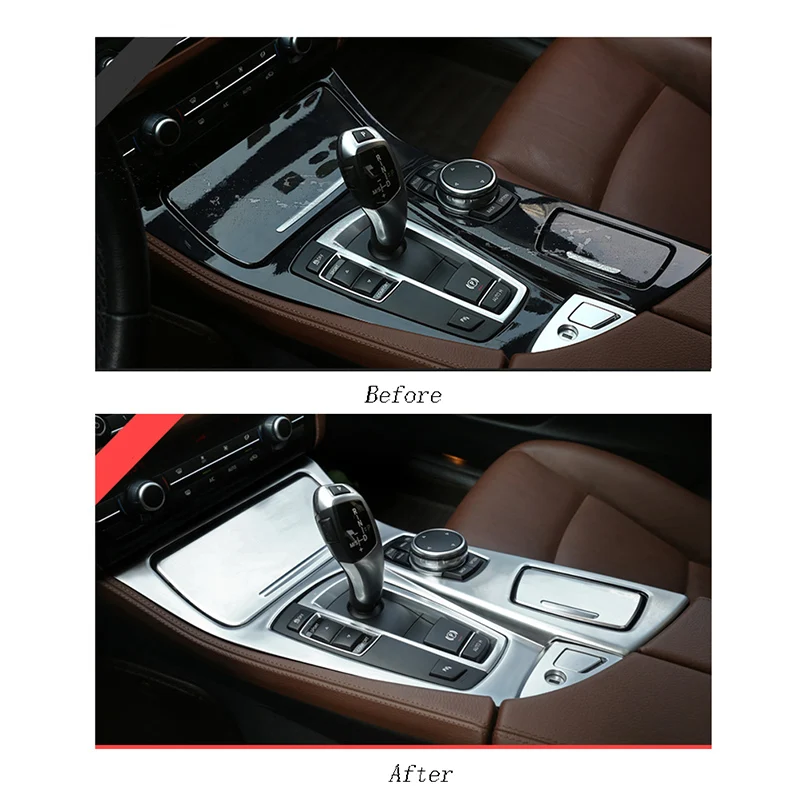 Car styling Console Panel Cover Frame Trim  Water Cup Holder Decoration Sticker For BMW 5 series F10 Interior Auto Accessories