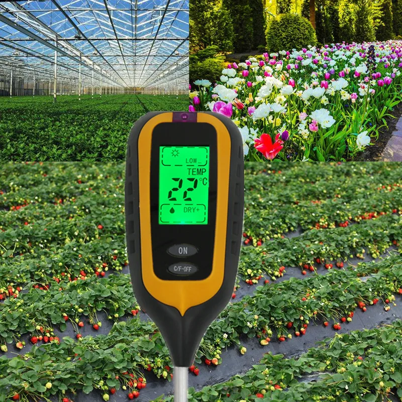 Soil PH Meter Soil Tester PH Moisture Meter Temperature Sunlight Intensity Measurement Analysis Acidity Alkali