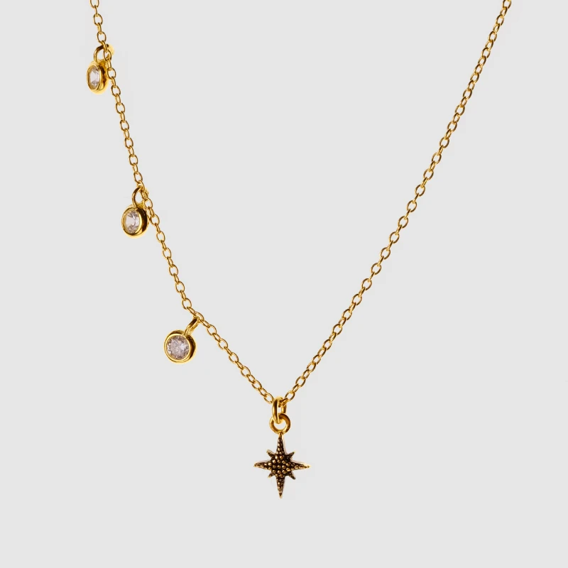 Silver with Gold Color Asterism Necklaces