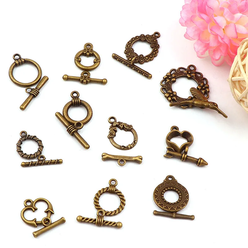 10PCS Fashion Antique Bronze Color OT Toggle Buckle Connectors Fit Bracelet Necklace Clasps DIY Jewelry Findings Accessories