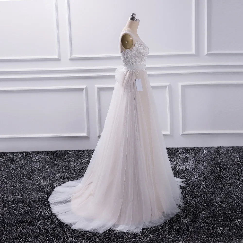 2022 Elegant Böhmischen EINE Linie Brautkleider Spitze sleeveless Boho Strand Hochzeit Kleid zippe Zurück Brautkleider Vestido De Novia