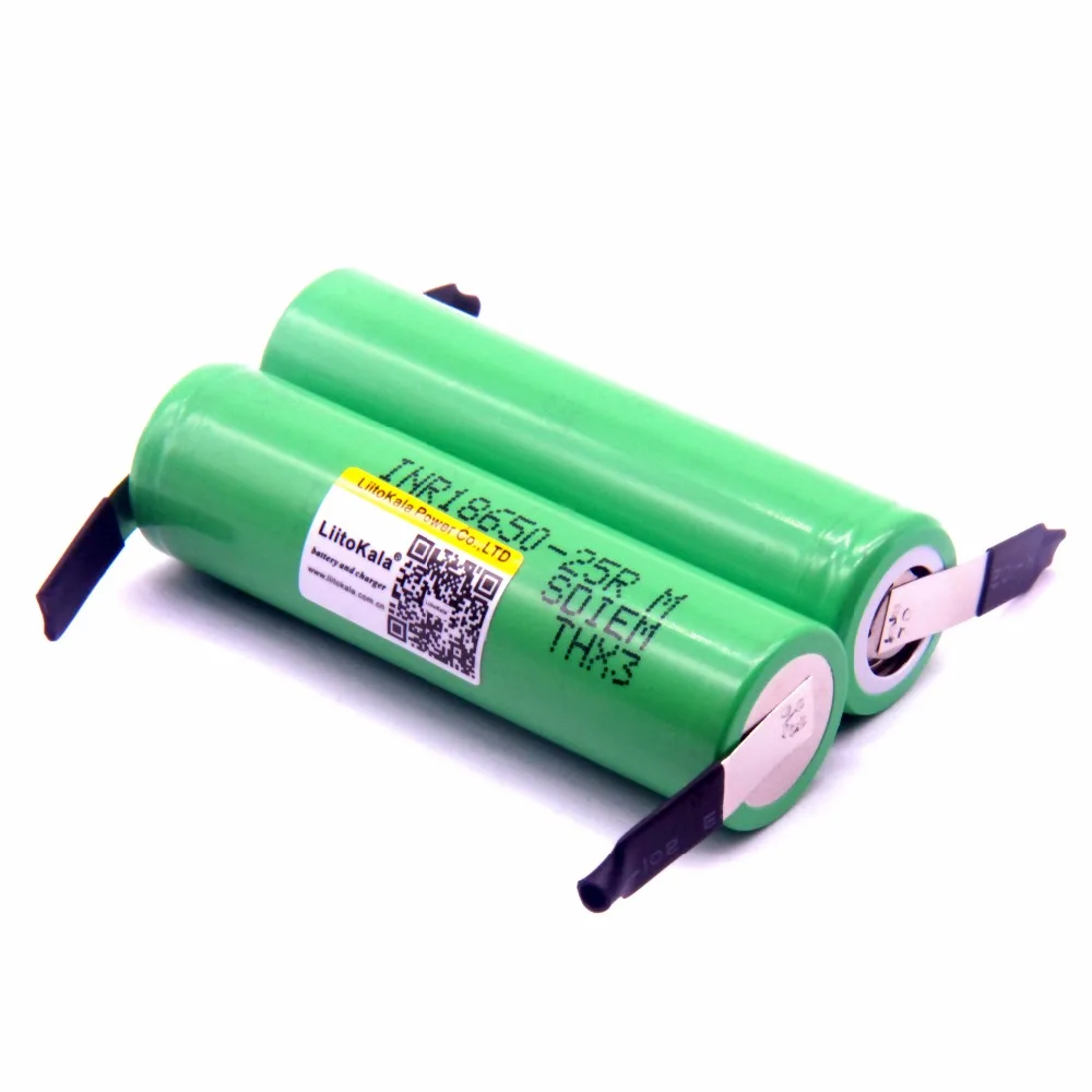 50PCS/LOT Liitokala New Original 18650 2500mAh battery INR1865025R 3.6V discharge 20A dedicated Power battery + DIY Nickel sheet