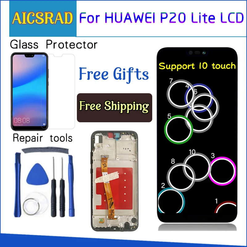 For Huawei P20 Lite LCD Display +Touch Screen Digitizer Assembly Replacement For HUAWEI P20 Lite ANE-LX1 ANE-LX3 Nova 3e