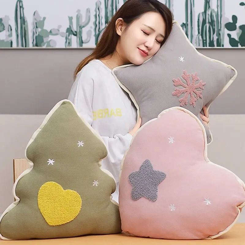 Christmas tree five-pointed star stuffed pillow sofa cushion office student nap soft pillow bedroom cushion birthday gift