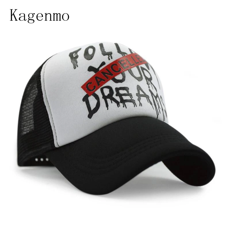 Kagenmo New Fashion Cotton Mesh Baseball Cap Follow Your Dreams Pattern Hip Hop Truck Hat  Shade Cool Unisex Sunhat