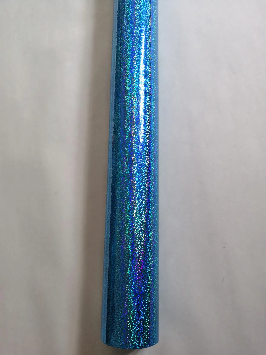 Holographic foil light blue color crystal pattern  hot stamping on paper or plastic heat transfer film 21cm x 120m