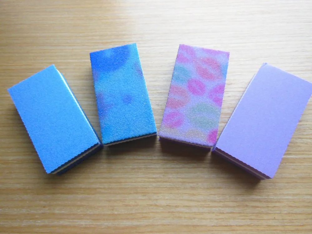 4 pcs mixed colour mini nail buffer file mini buffer block sponge block manicure tool