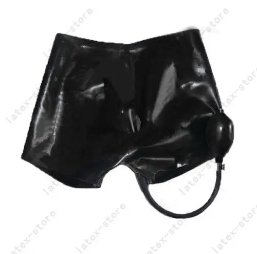 Latex Rubber Gummi  underwear with inflatable  gag clothing