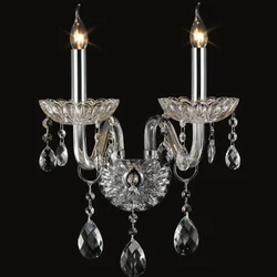 Modern Crystal Lamp Candle Led E14 Bulbs Silk Fabric Lampshade Bedside Wall Light