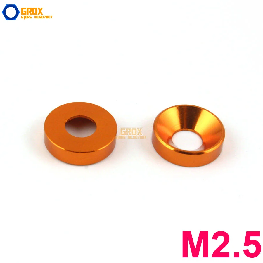 

30 Pieces M2.5 Orange Aluminum Washer Countersunk Flat Head Screw Washer