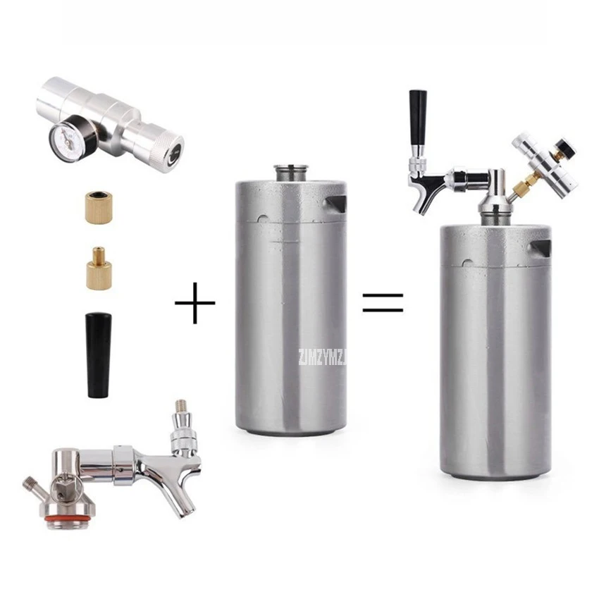 2L/3.6L Stainless Steel Beer Mini Keg Mini Air Pressure Faucet Can Barrel Wine Brewing Tool Bar Nightclub Restaurant Home Use