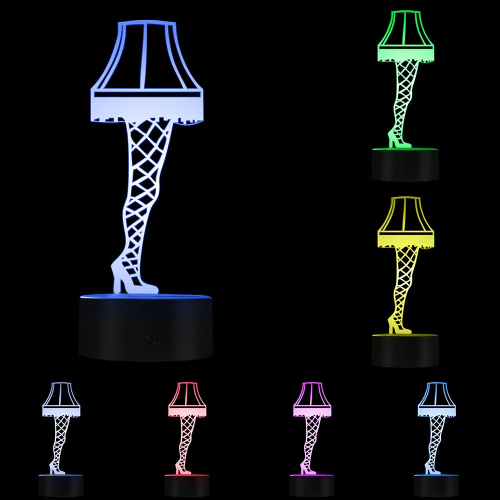 3D Optical illusion Leg Lamp From A Christmas Story Sexy Silk Stockings Leg Nightlight Table Lamp Glowing Led Visual Lamp Light