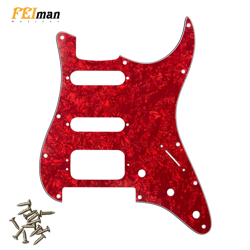 Fei Man - Quality Guitar Pickguard, US 11 Screw Holes, Strat With Floyd Rose, Tremolo Bridge, Humbucker Single HSS Scratch Plate