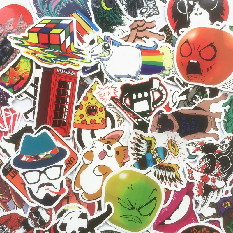 50 Pcs fresh fashion Pvc Waterproof  Stickers For Laptop Motorcycle  Luggage Guitar Decal Funny Toy Sticker Home Decor