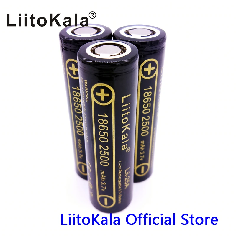 HK LiitoKala Lii-25A 3.6 فولت 18650 2500 مللي أمبير INR18650-25R بطارية ليثيوم أيون ماكس 10A تفريغ السجائر الإلكترونية