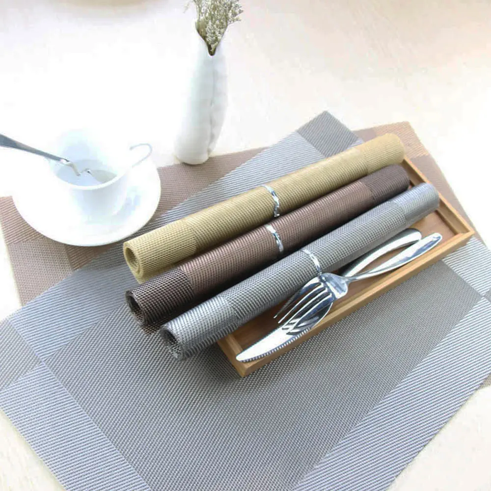 Exquisite Design 4pc/set 45x30cm Non-fading Square PVC Non-slip Insulation Placemat Washable Table Mat Pad for your dinner table