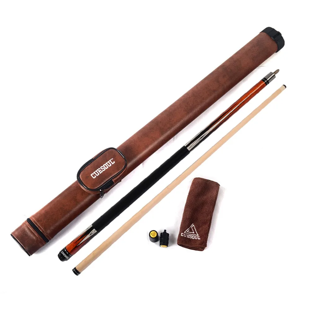 CUESOUL Canadian Maple Wood Billiard Cue 58 inch 19 oz Pool Cue Stick with Stainless Steel Quick Release Joint CSRBC006+CASE