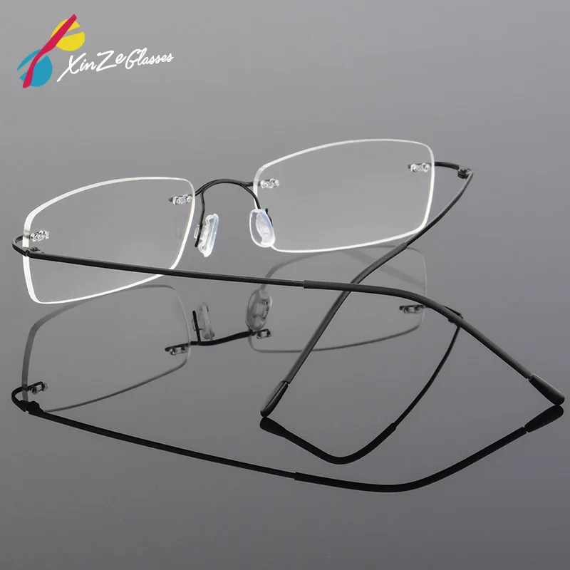 

XINZE 2017 Titanium Myopia Rimless Glasses Memory Square Eyeglasses Optical Spectacle Frame Eyewear Men Women Brand Designer