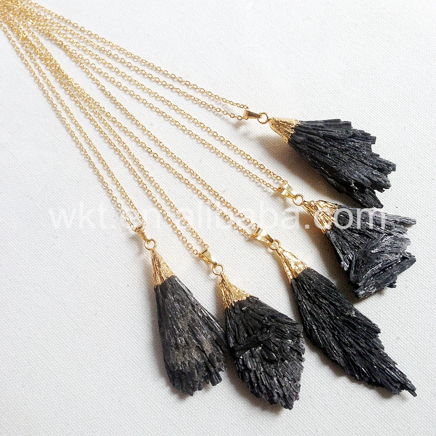 WT-N696 Wholesale  randomly shape black kyanite necklace ,wholesale 10pcs black kyanite necklace  for jewelry making as gift