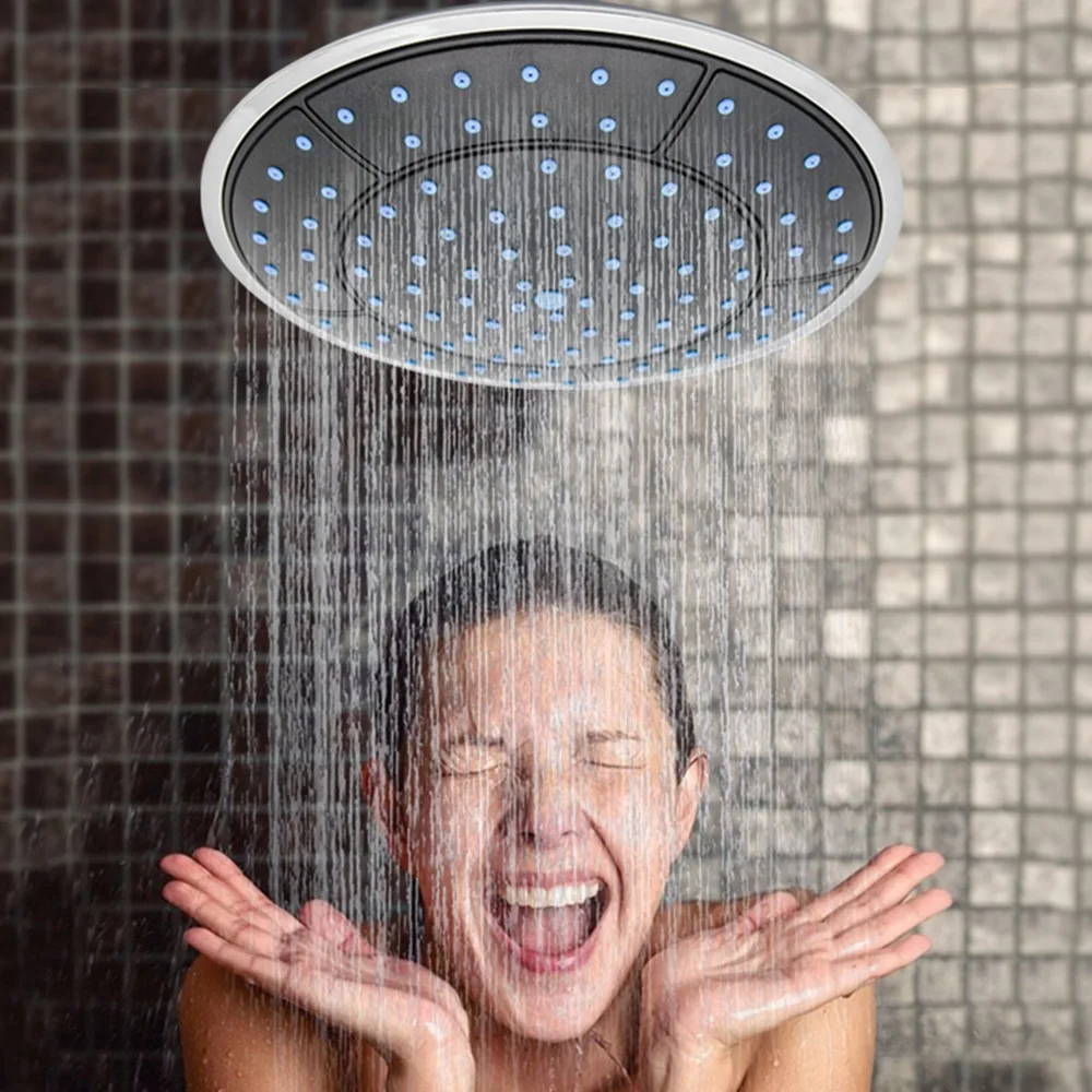 ABKM Hot 1Pcs 25Cm Plastic Round Shape Rainfall Powered Shower Room Top Shower Roof Head Nozzle Cabin Accessories Single Head