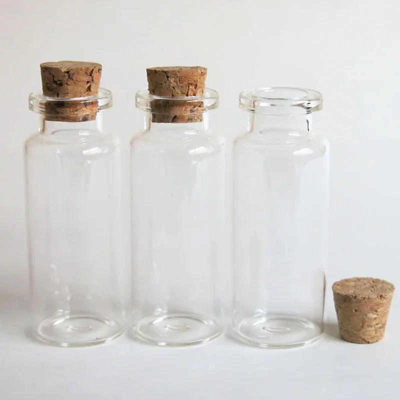 100 x 15ml Empty Glass Bottle with Cork 415cc Cork Stopper Clear Crimp Neck Glass Container Decorative Bottle Craft Bottle