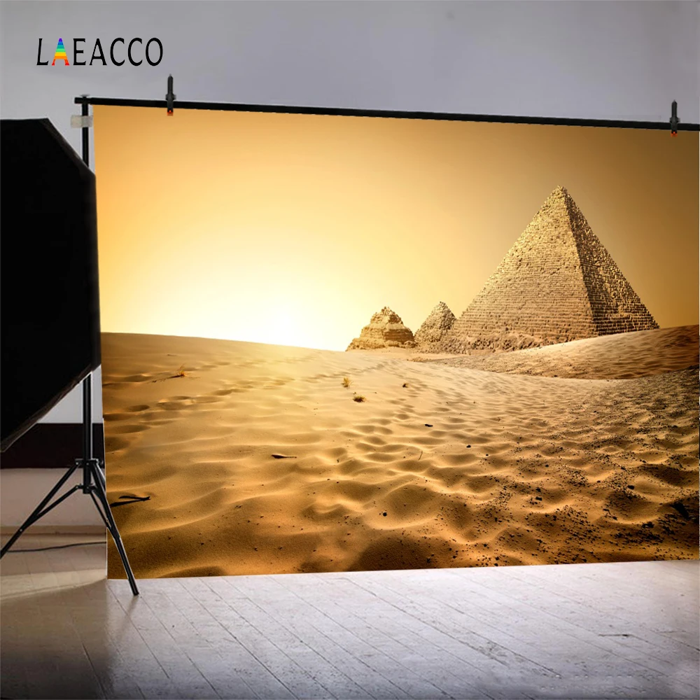 Laeacco Vintage Pyramid Egypt Ancient Dusk Wild Desert Sand Scenic Photography Background Photographic Backdrop For Photo Studio