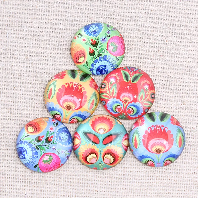 onwear mix flower pattern photo round glass cabochon 10mm 12mm 14mm 18mm 20mm 25mm diy flat back jewelry findings for earrings