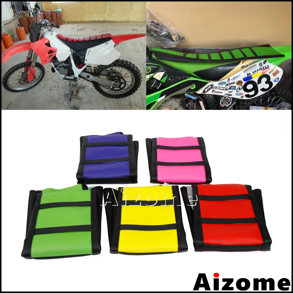 Universal Dirt Bike Rubber Gripper Soft Seat Cover For Honda Kawasaki Suzuki XR CRF KLR KLX KX RMZ RM DRZ 125 230 250 450 650