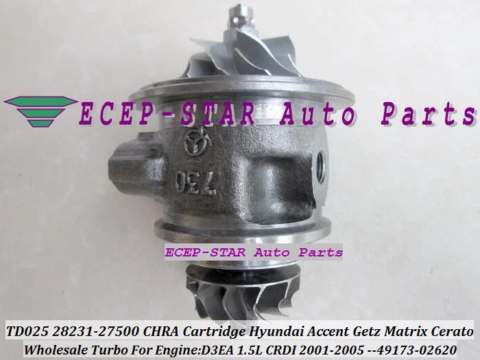 Turbo CHRA Cartridge TD025 28231-27500 49173-02620 49173-02622 For HYUNDAI Accent Getz Matrix For KIA Cerato Rio D3EA 1.5L CRDI