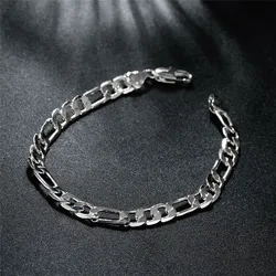 Beautiful Elegant wedding women men silver color 6MM Flat Bracelet high quality fashion classic jewelry H219 , wholesale