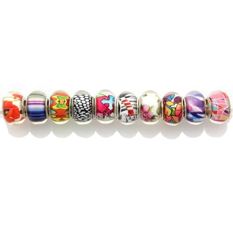 

50 pcs/ lot 10 Color Mix Big Hole Beads Jewelry DIY For European Charm Bracelet ZZH09