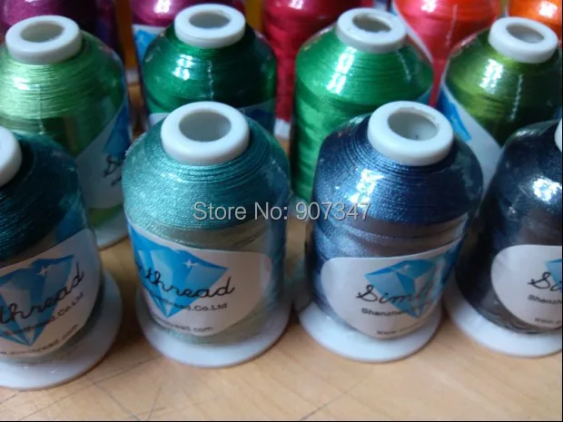 6 or 10 cones same/different color Brother colors or Simthread polyester embroidery machine thread 1000 meters cone