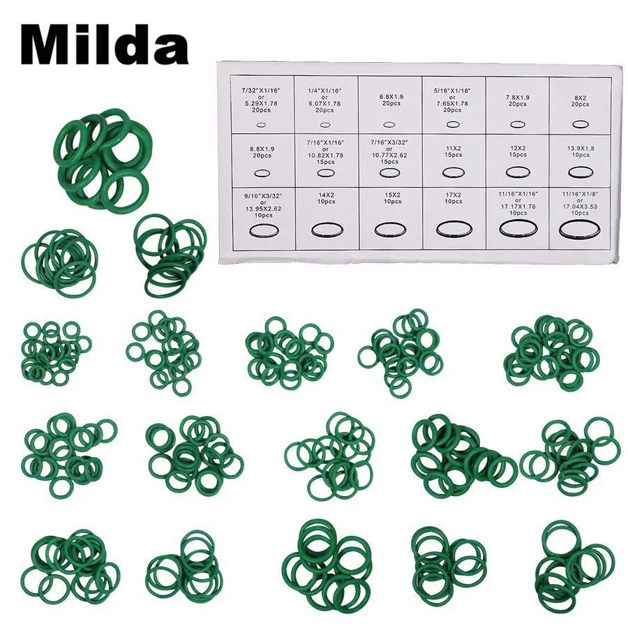 Milda 270 Pcs 18 Sizes Kit Air Conditioning HNBR O Rings Car Auto  Repair Tools Rubber Air Conditioning Refrigerant Ring Sets